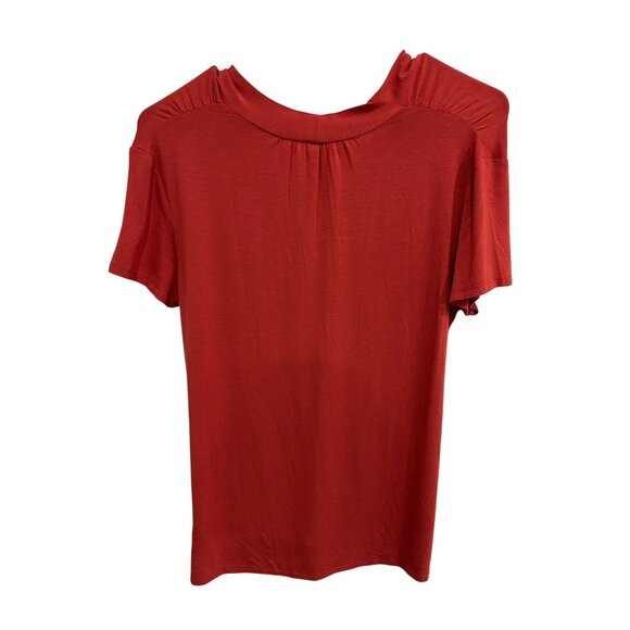 Reba Red Ruched Front Short-Sleeve Top Size Sz Small - Picture 2 of 10